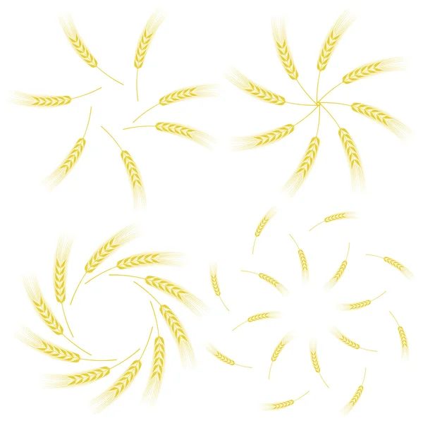Yellow Ears of Wheat Icon Set — Stock Vector