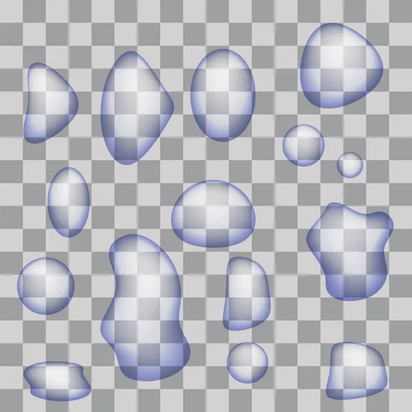 Ensemble de gouttes d'eau transparentes — Image vectorielle
