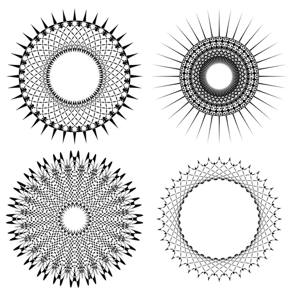 Vector Set of Circle Geometric Ornaments — Stock Vector