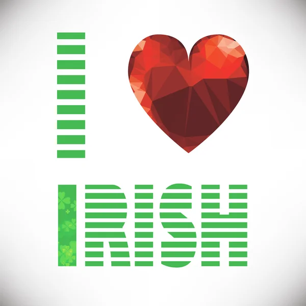 Polygonal red glass heart. St. Patricks Day — Stock Vector