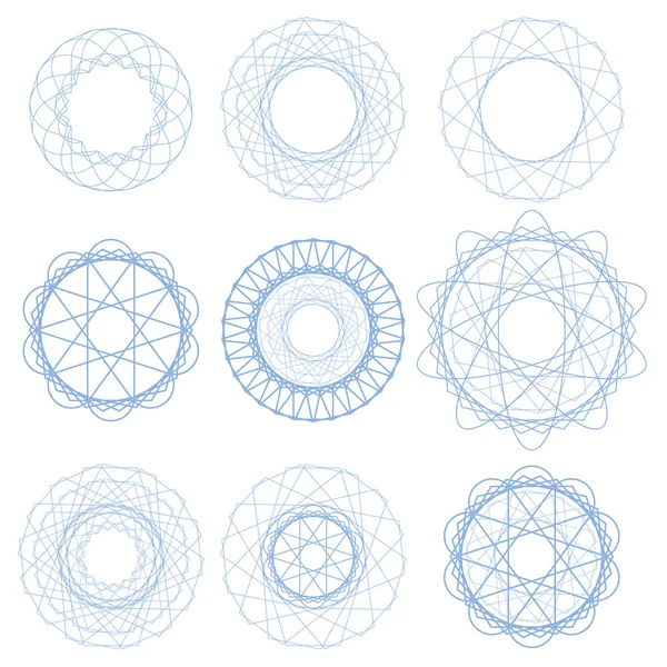 Set di ornamenti del cerchio blu — Vettoriale Stock