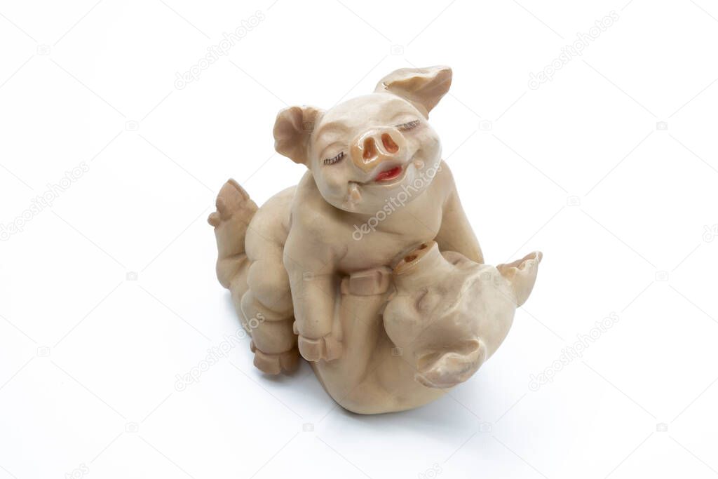 Cute Pig statue woman on top