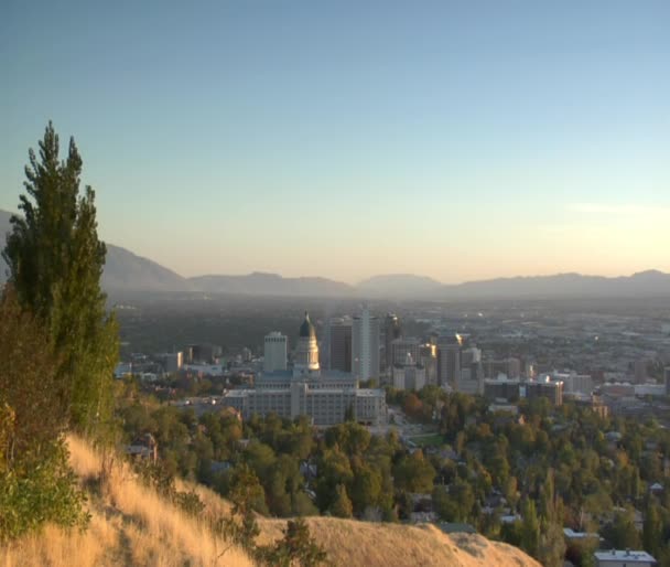 Salt Lake City at sunset — Stock Video