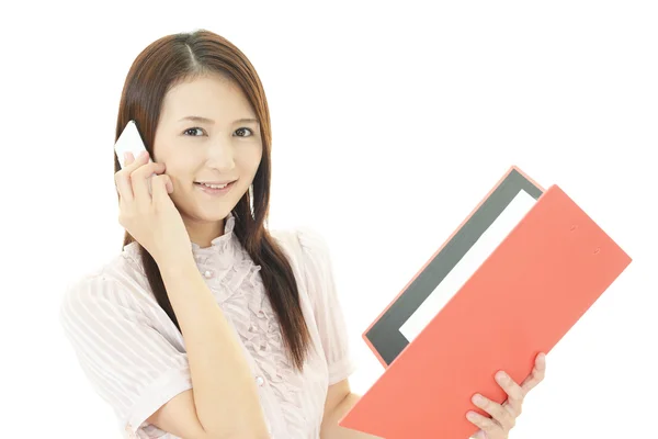 Smart phone with business woman. — Stock Photo, Image
