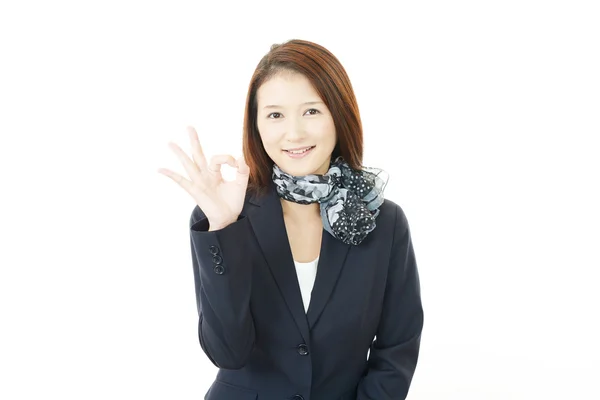 Business woman with ok hand sign — Stock Photo, Image