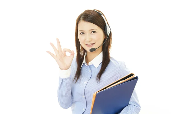 Smiling call center operator — Stock Photo, Image