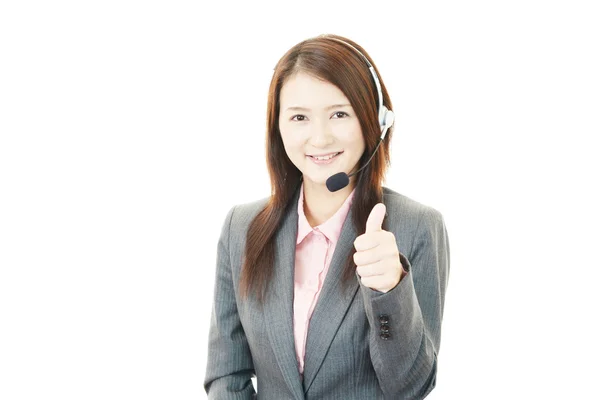Uśmiechający się call center operatora — Zdjęcie stockowe