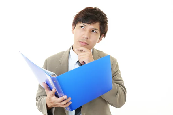 Retrato del hombre de negocios que se ve incómodo. — Foto de Stock