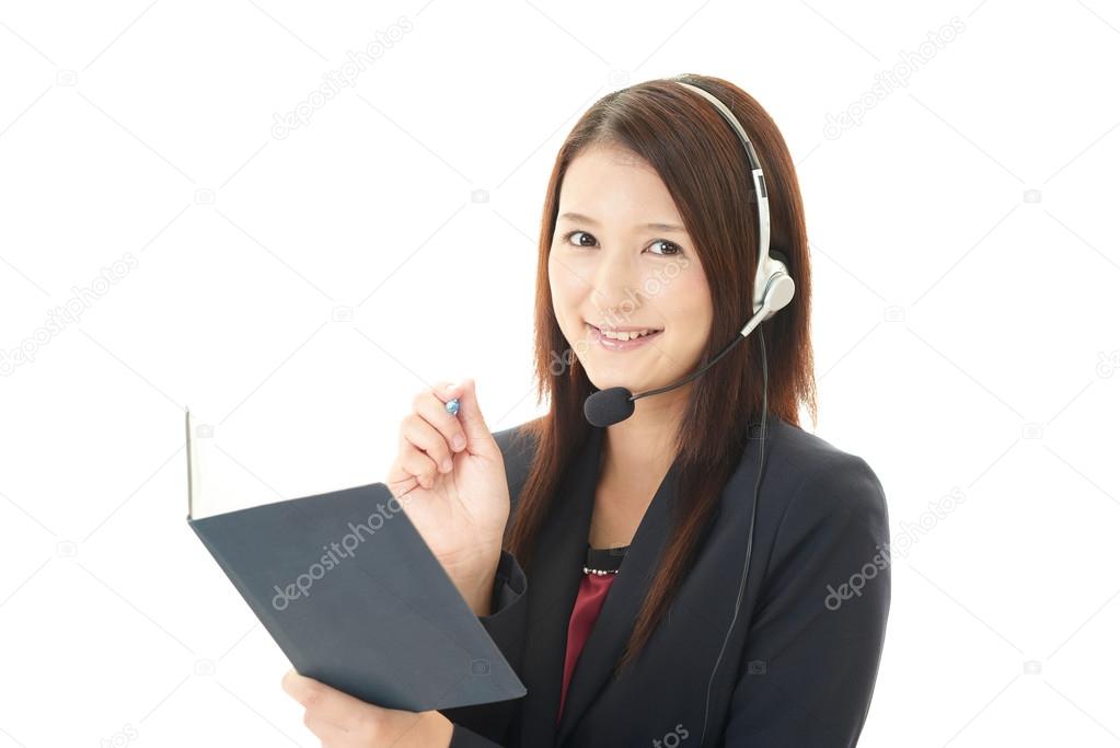 Smiling customer services operator