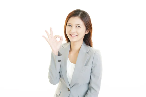 Business woman with ok hand sign — Stock Photo, Image