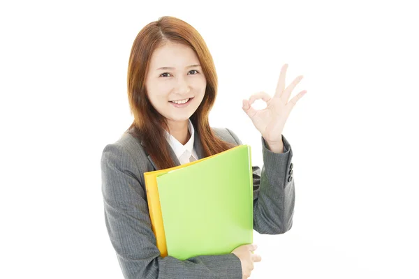 Business woman with ok hand sign — Stock Photo, Image