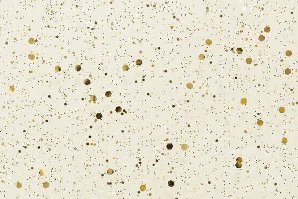 Vacanza Scintilla Sfondo Con Coriandoli Glitter Oro Strato Piatto Bianco — Foto Stock