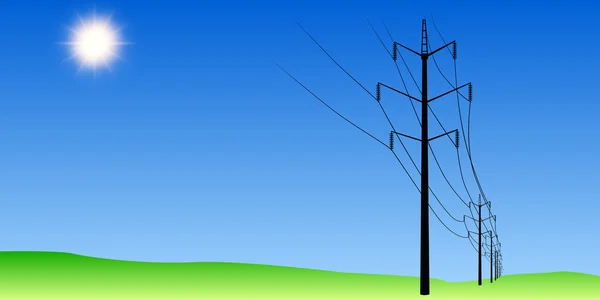 Poteaux électriques sur le terrain — Image vectorielle