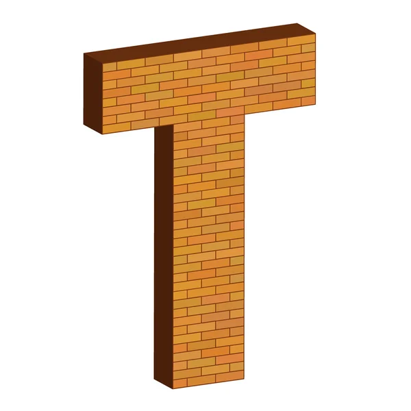 벽돌의 3 차원 문자 알파벳 — 스톡 벡터