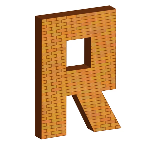 3D letter alphabet of brick — Stock Vector