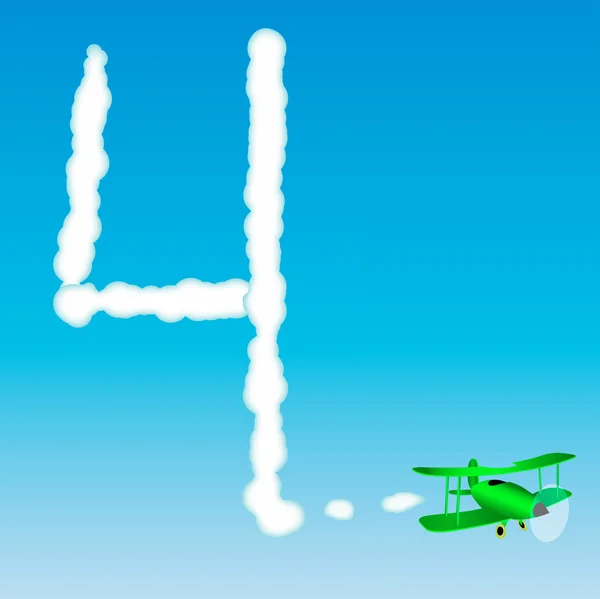 V letadle nakreslí číslo na obloze. Čtyři — Stockový vektor