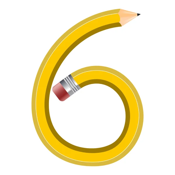 Il numero nella forma di una matita piegata. Sei. — Foto Stock