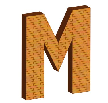 tuğla 3D mektup alfabesi