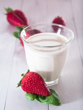 Strawberries with milk clipart