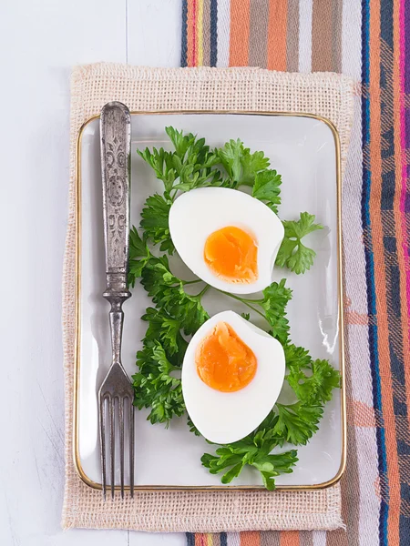 Hard-boiled eggs on a plate — Stock Photo, Image