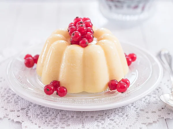 Vanilla pudding with red currants — Stock Photo, Image