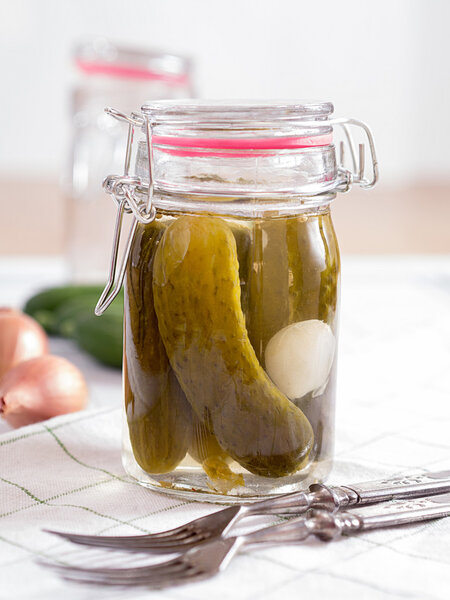 Marinated cucumbers in a glass