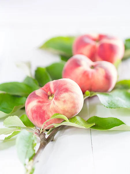 พีชไร่องุ่นที่มีใบไม้ — ภาพถ่ายสต็อก