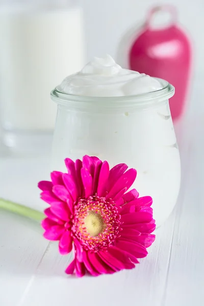 Jogurt w szklance — Zdjęcie stockowe