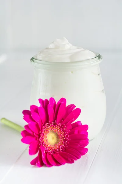 Yoghurt in a glass — Stock Photo, Image