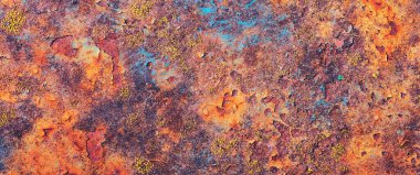 Güzel eski grungy çatladı mavi doğal olarak paslanmış pas ve duvar boyası paslanmış metal çarşaf soyuyordu. Posterler ve blog yazarları için desenli tavan arası süsleme arkaplanı