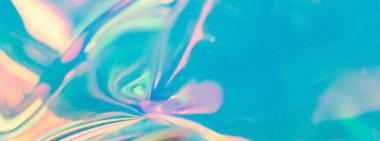 Dikkati dağılmış. Soyut yanardöner holografik mavi portakal sıvısı arka plan yansımaları, ışık saçan yumuşak odaklı. Kutlama kartı için renkli bayram arkaplanı. Boşluk web pankartını kopyala