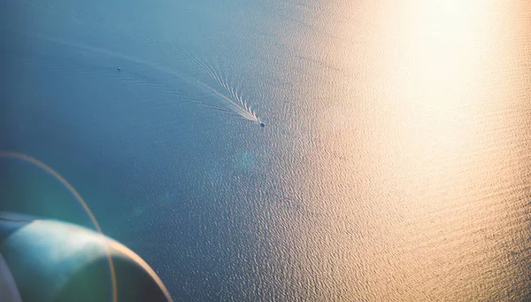 Mar Superfície Textura Água Vista Aérea Mar Brilhante Pôr Sol — Fotografia de Stock