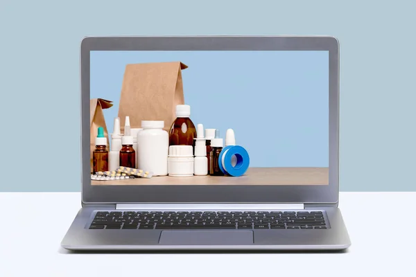 Online Apotheek Receptgeneesmiddelen Toonbank Medicatie Klaar Voor Levering Aan Klanten — Stockfoto