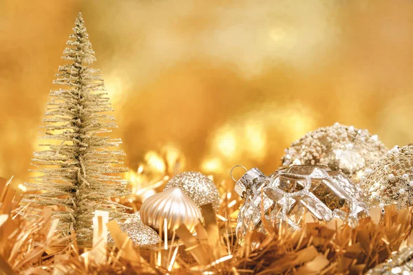 Feliz Navidad Feliz Año Nuevo Rico Oro Cristal Adornos Festivos — Foto de Stock