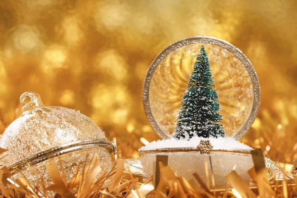Buon Natale Felice Anno Nuovo Ricchi Ornamenti Oro Cristallo Festivo — Foto Stock