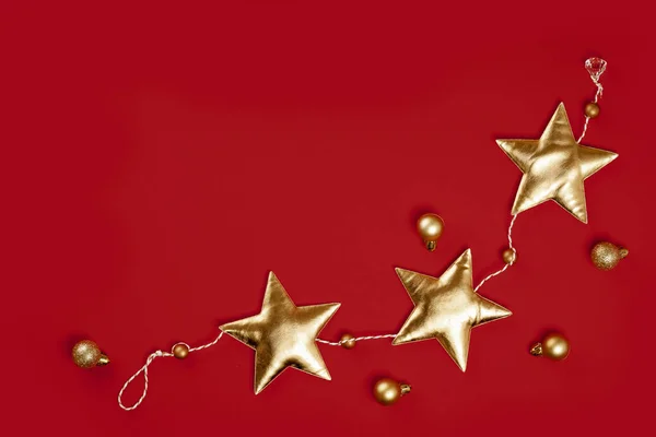 Frohe Weihnachten Und Ein Glückliches Neues Jahr Reich Goldenem Festschmuck — Stockfoto