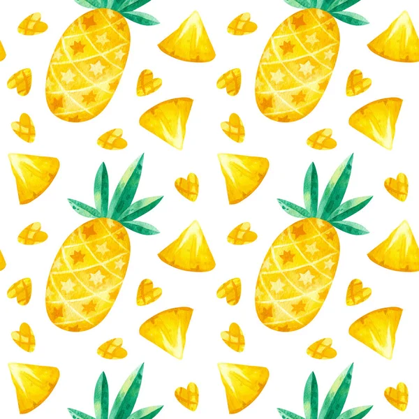 Ananas Disegni Modello Senza Soluzione Continuità Frutti Tropicali Estivi Trama — Foto Stock