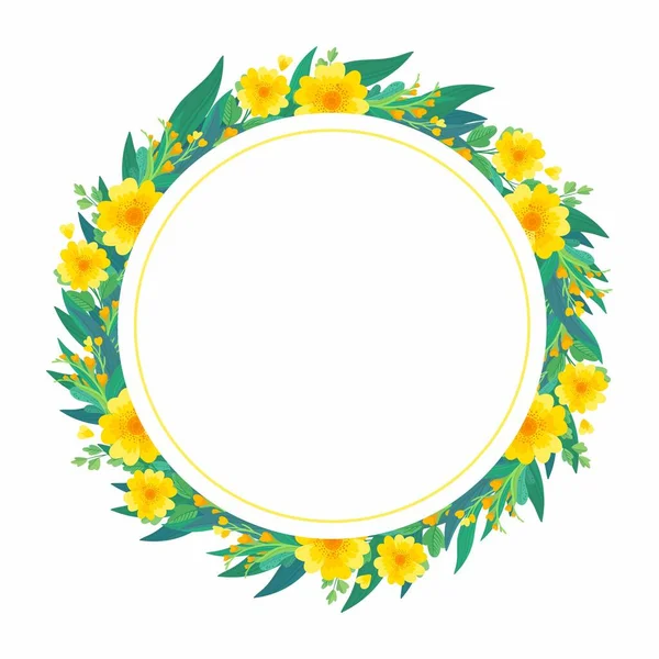 Bordure Florale Jaune Vierge Pour Les Messages Sur Les Médias — Image vectorielle