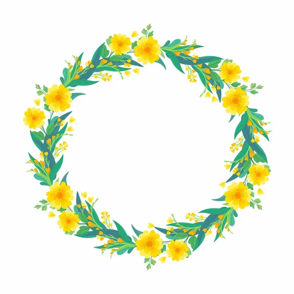 Bordure Florale Jaune Vierge Pour Les Messages Sur Les Médias — Image vectorielle