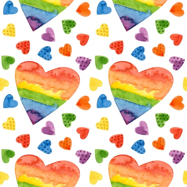 LGBT pride month seamless pattern. LGBT art, rainbow clipart for pride stickers, posters, cards. Watercolor clipart.