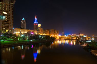 Cleveland aglow at night clipart