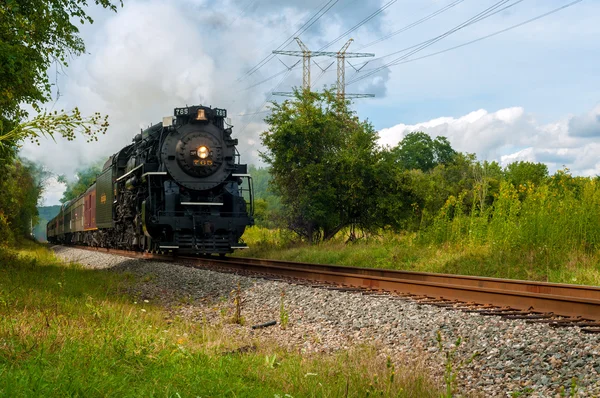 Tren de vapor atronador —  Fotos de Stock