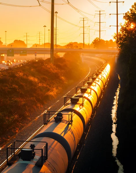 Sunrise train — Stock Photo, Image