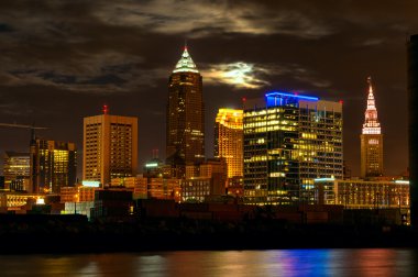 Moonrise over Cleveland clipart