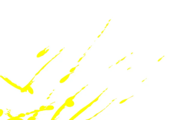 Sarı suluboya ya da mürekkep desenleri beyaz arkaplan üzerinde sıçrama ve çizgiler, soyut suluboya 