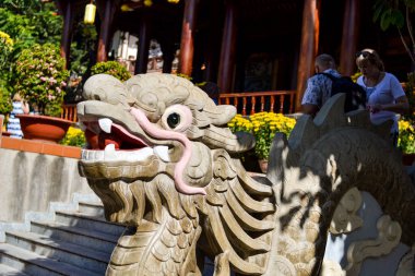 NNYCHANG, VİETNAM - 20 Ocak 2020 Long Sean Temple, Nha Trang City, Long Sean pagoda, heykel, simgeler.