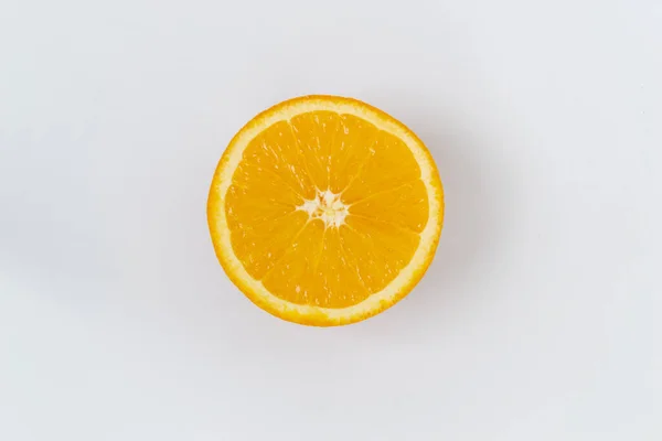 Vista Superior Una Fruta Redonda Naranja Sobre Fondo Blanco Textura — Foto de Stock