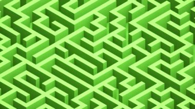Isometric 3d yeşil labirent döngüsü arka planı