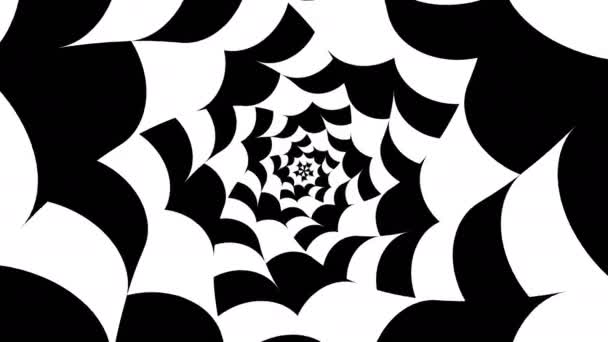 Bianco Nero Ottico Girevole Guglie Ipnotico Illusione Anello Sfondo — Video Stock