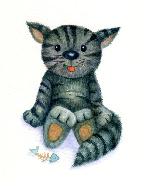 Chaton mignon, aquarelle . — Photo